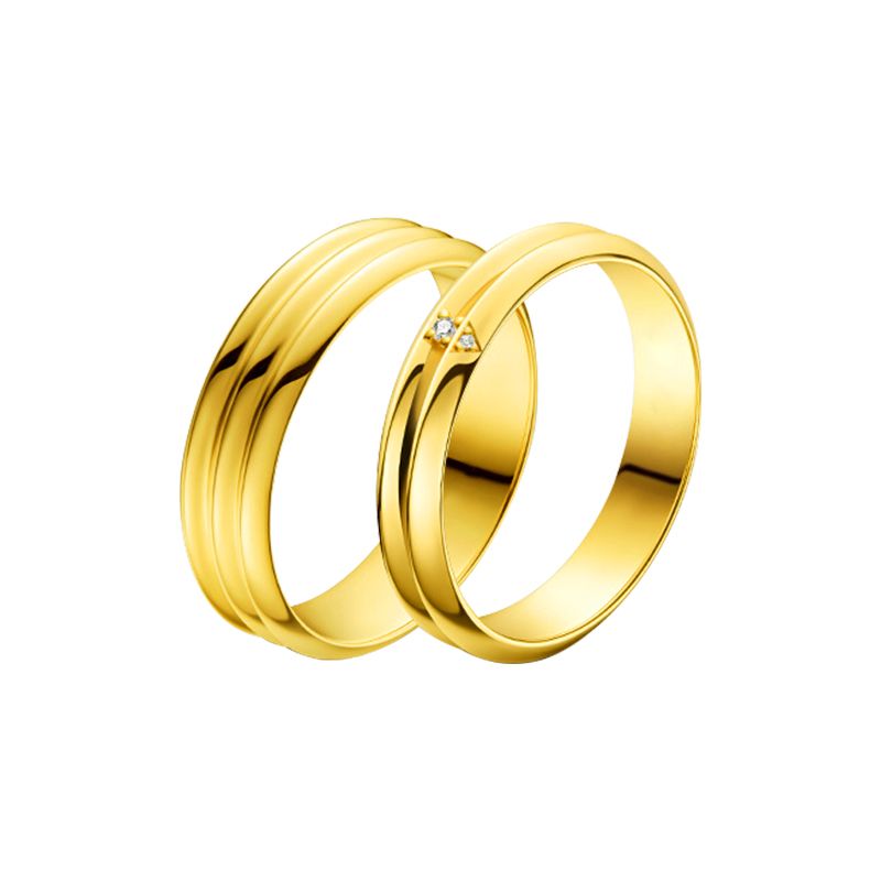 10K gold couple ring engraved with diamond ridge ring wedding engagement anniversary