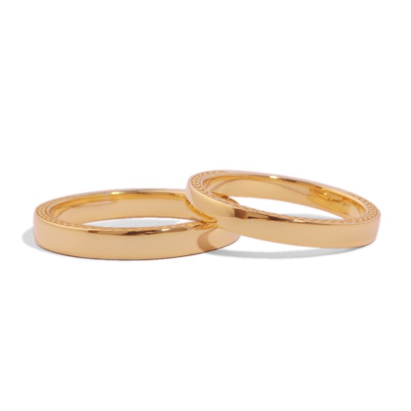 10K Gold Wheat-Inspired His and Hers Couple Rings - Wedding and Engagement Band Set