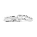 10K Wave Pattern Couple Rings - Engagement and Wedding Bands with Timeless Elegance