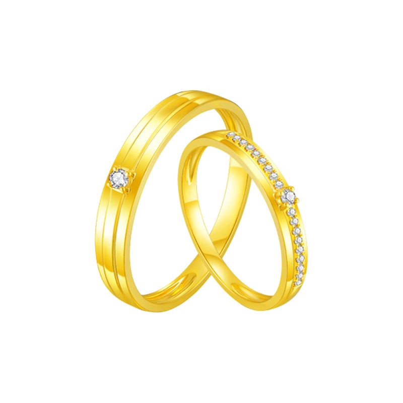 999 Full Gold Lovers ring gold ring diamond ring custom wedding ring