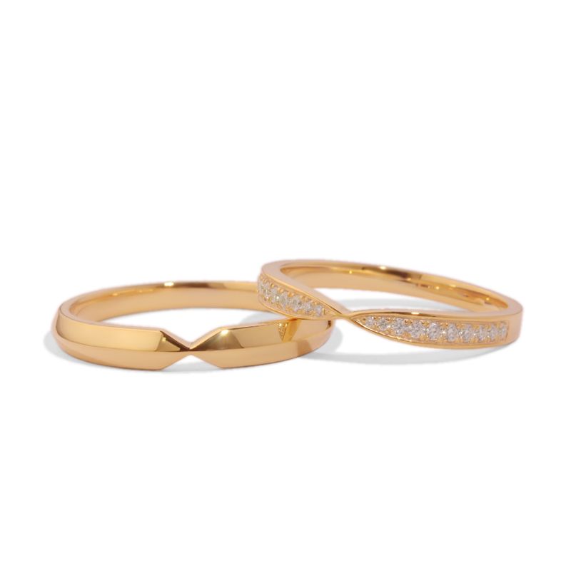 Bonding 10K Gold Couple Rings - Engagement, Wedding and Promise Bands