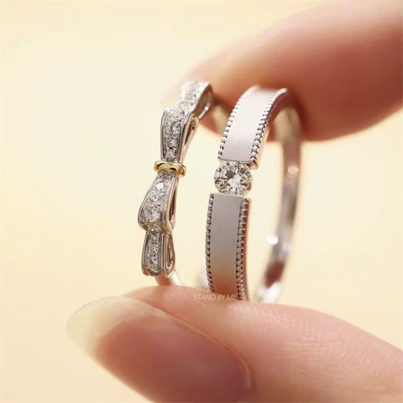 Butterfly Knot 10K Gold Couple Rings - Enchanting Engagement and Wedding Bands