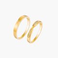 Commitment to eternal 18K gold couple ring, selected pure gold material, elegant design to interpret the true meaning of love