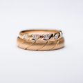 Intertwined Swirls 14K Gold and PT950 Unique Couples Wedding Bands