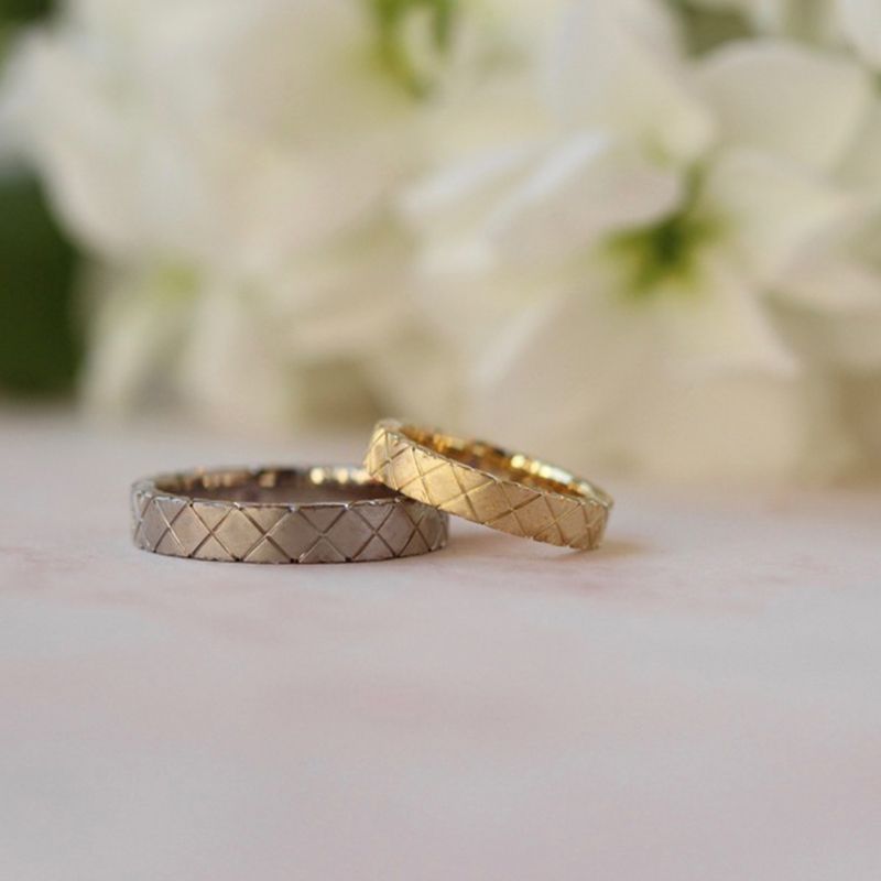 10K Yellow Bonded Solitaire CZ Bridal Ring Pair with Swirl Design