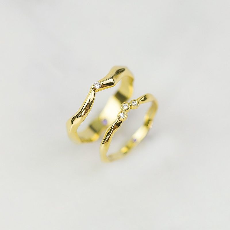 Matching Clad 10K Gold Inside-outside Twisted Band Rings