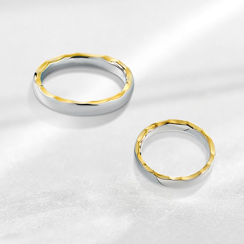 Couples Laser Engraved Names on 10K Gold Plated Over Rings