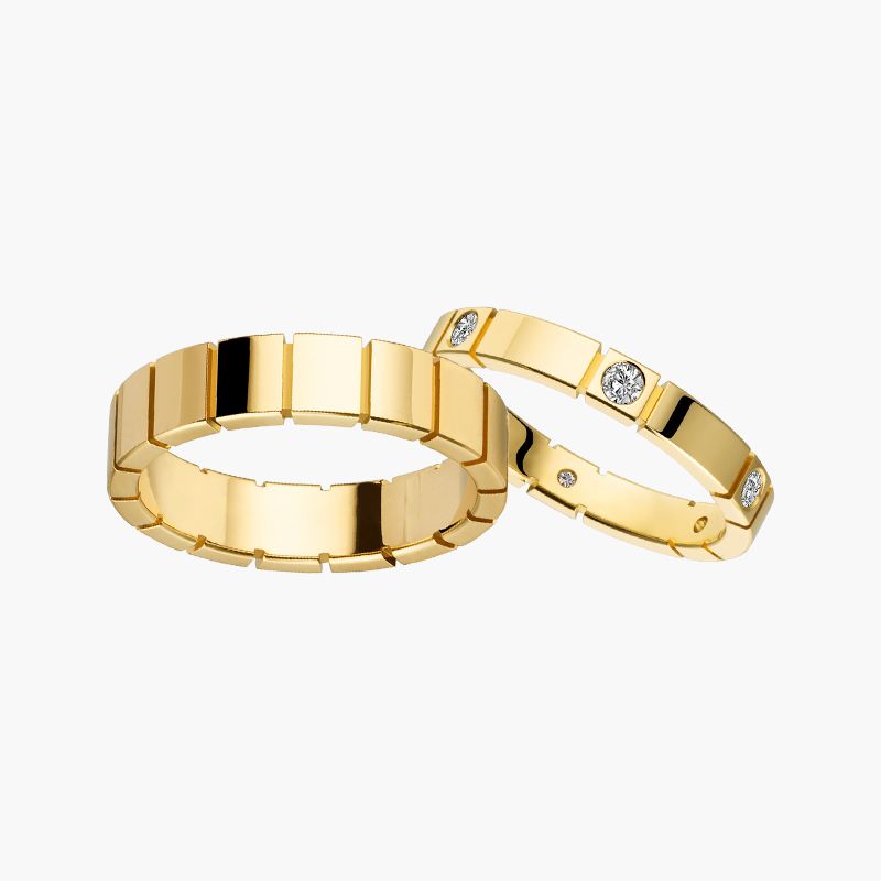 Set of 2 Personalized Birthstone 10K Gold Plated Anniversary Rings