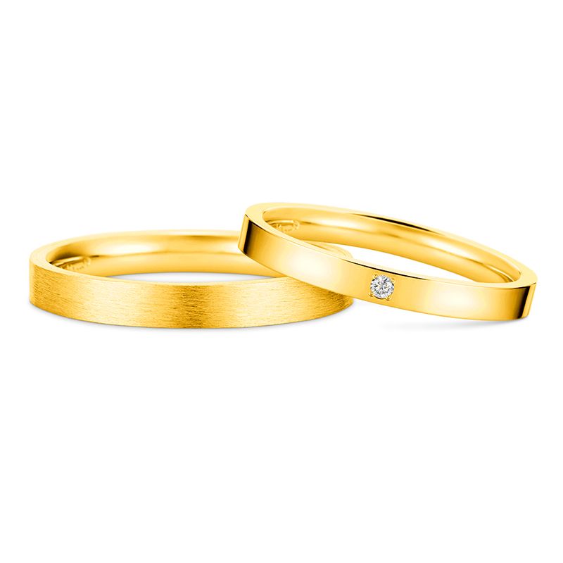 Classic Tungsten Carbide Inlaid 10K Gold Plated His and Hers Rings