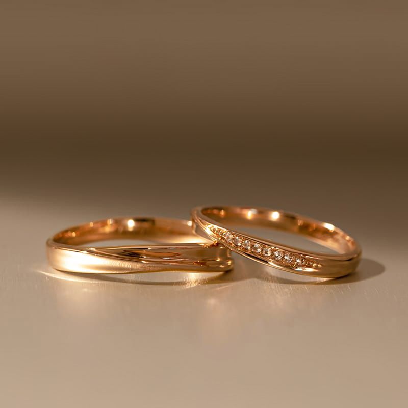 Elegant collectors edition 10K gold couple ring, refined by hard gold technology, endows love with tenacity and strength