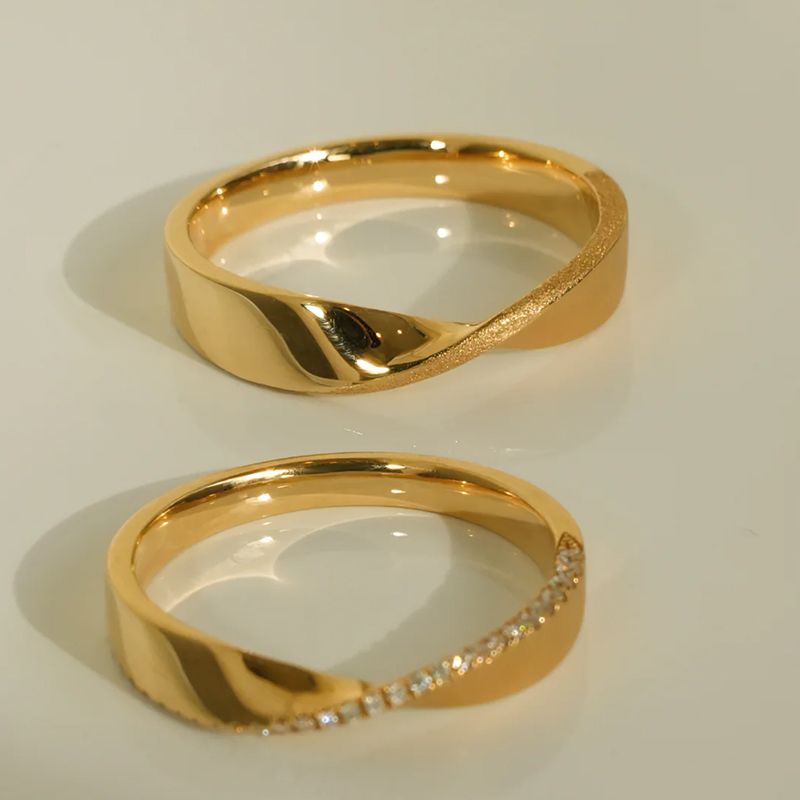 Minimalist Thin Band 10K Yellow/White/Rose Gold PT950 Rings