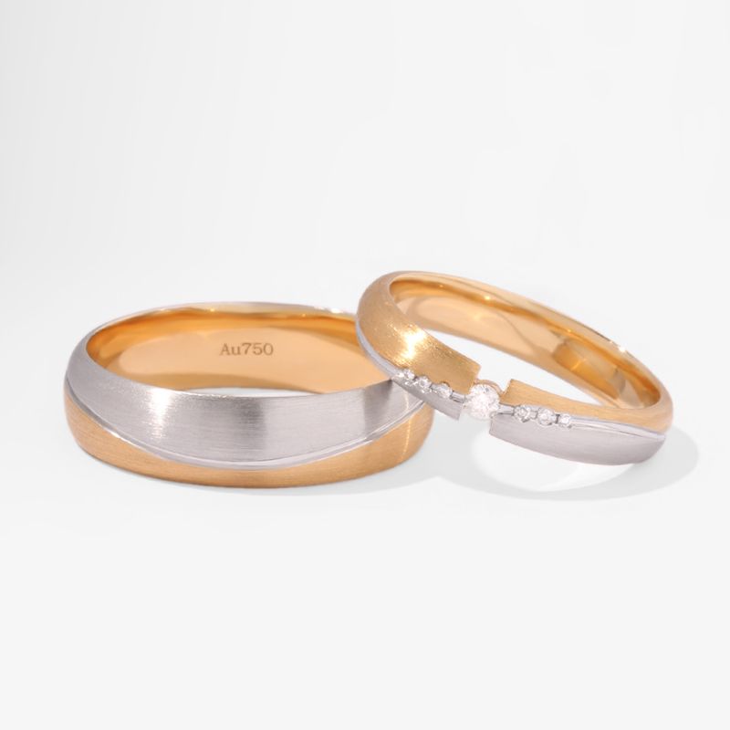 Golden Evermore: Expertly Crafted 10K Tri-Tone Gold Commitment Rings for Couples