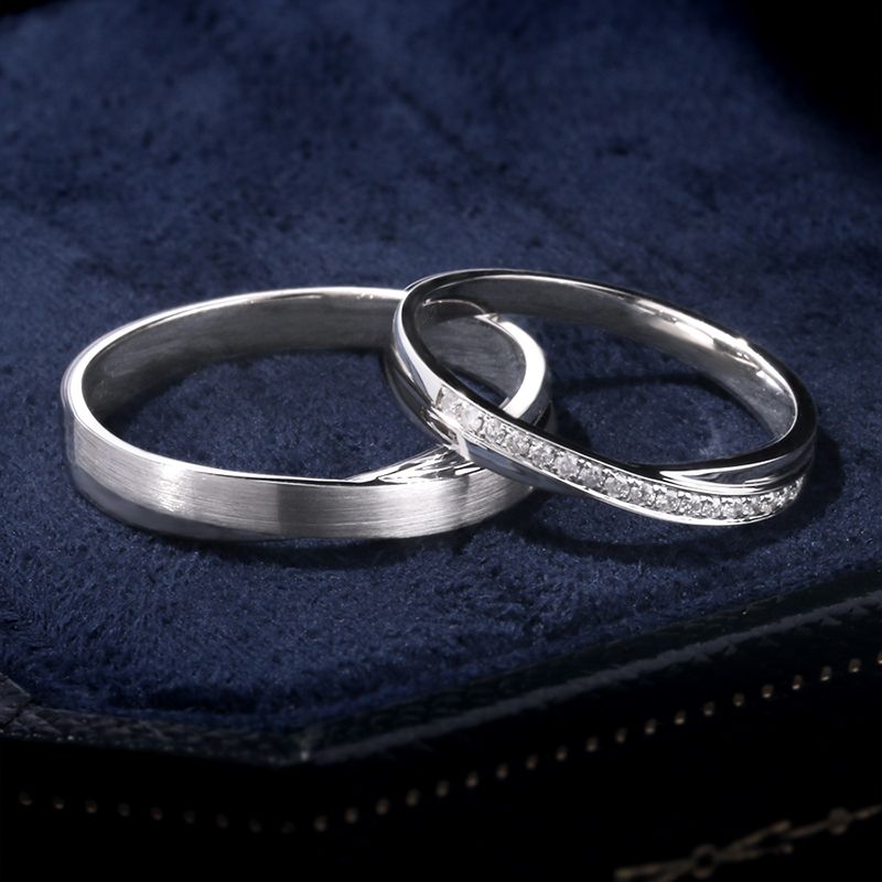 Luminous Connections: Glimmering 10K Gold Ring Sets for Couples in Glowing Platinum to Rose