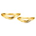 Minimalist Matte Finish 10K Gold Plated Inlaid Wedding Bands