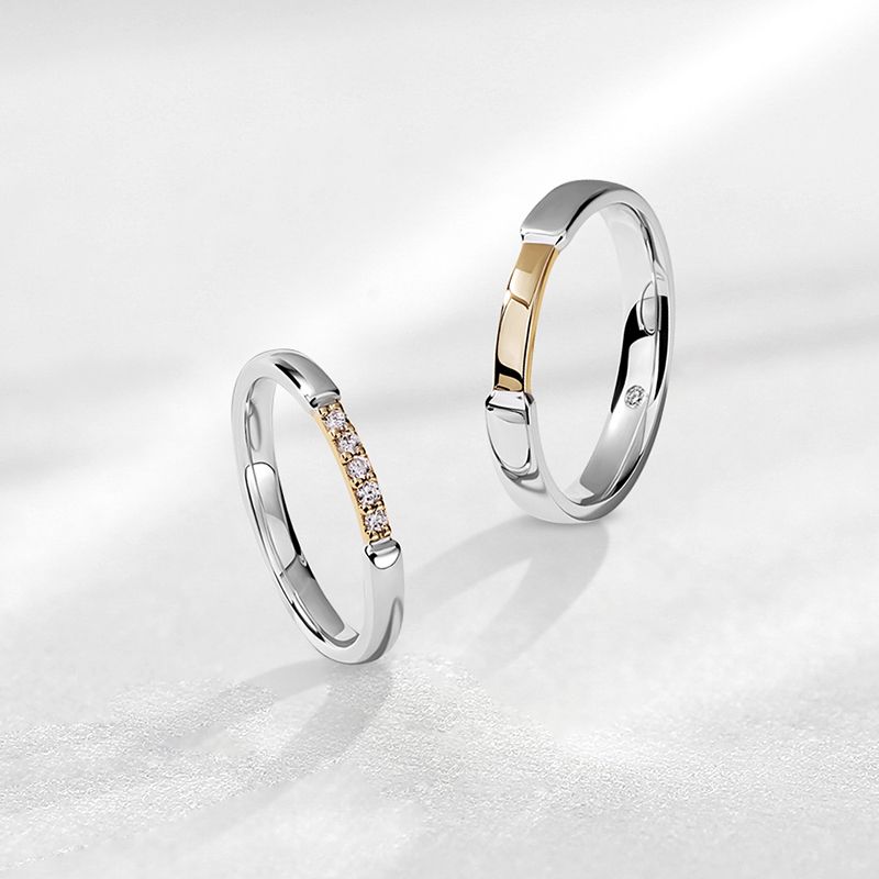 Premium 10K Yellow Gold Finish Matching Couples Eternity Rings