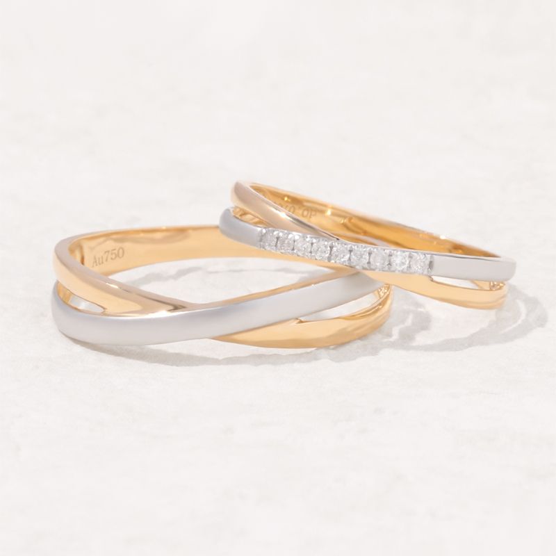 True Loves Reflection: Mirror Image 10K Gold Couple Rings in Platinum, Gold, and Rose Gold