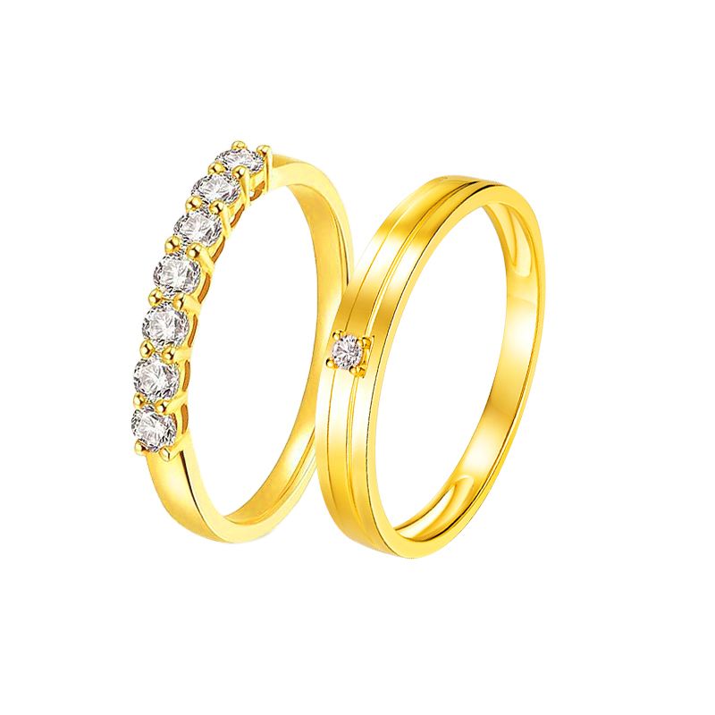Nature-Inspired Leaf Pattern Over 14K Rose Gold Couples Rings