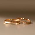 Elegant collectors edition 14K gold couple ring, refined by hard gold technology, endows love with tenacity and strength