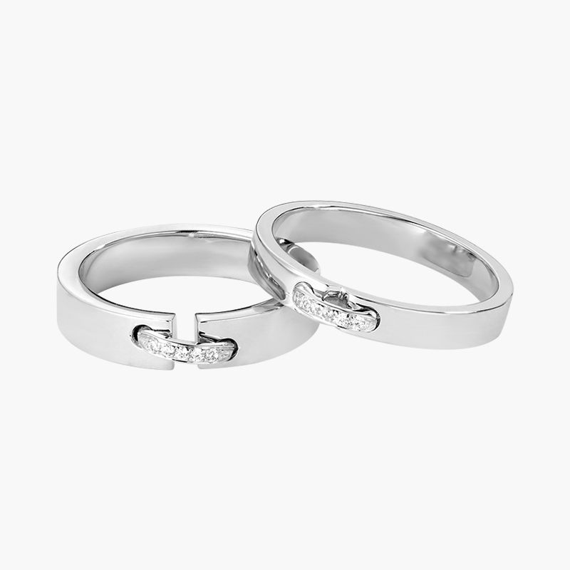 Eternal Promise - Authentic Platinum 14K Gold Couple Rings for Engagement Wedding Worldwide Shipping