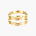 Personalized Initials Engraved 14K Gold PT950 Couples Anniversary Rings