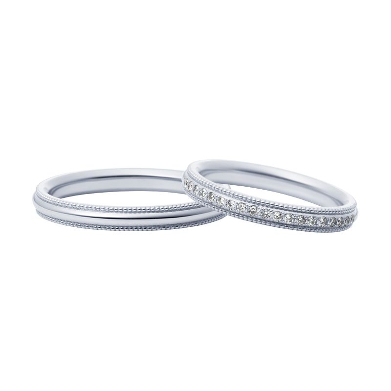 Roman Numeral Date Engraved 14K Gold PT950 Anniversary Bands