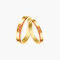 Exquisite 14K Gold Inlay Heartbeat Couple Rings Handcrafted Wedding Bands