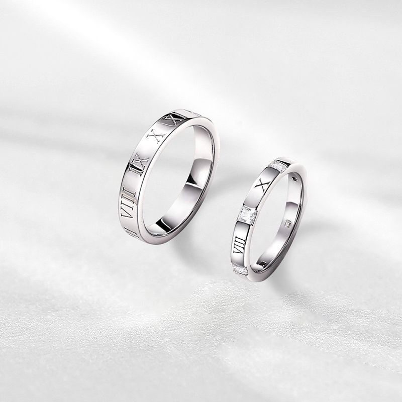 Hypoallergenic 14K White Gold Plated Titanium Promise Rings for Lovers