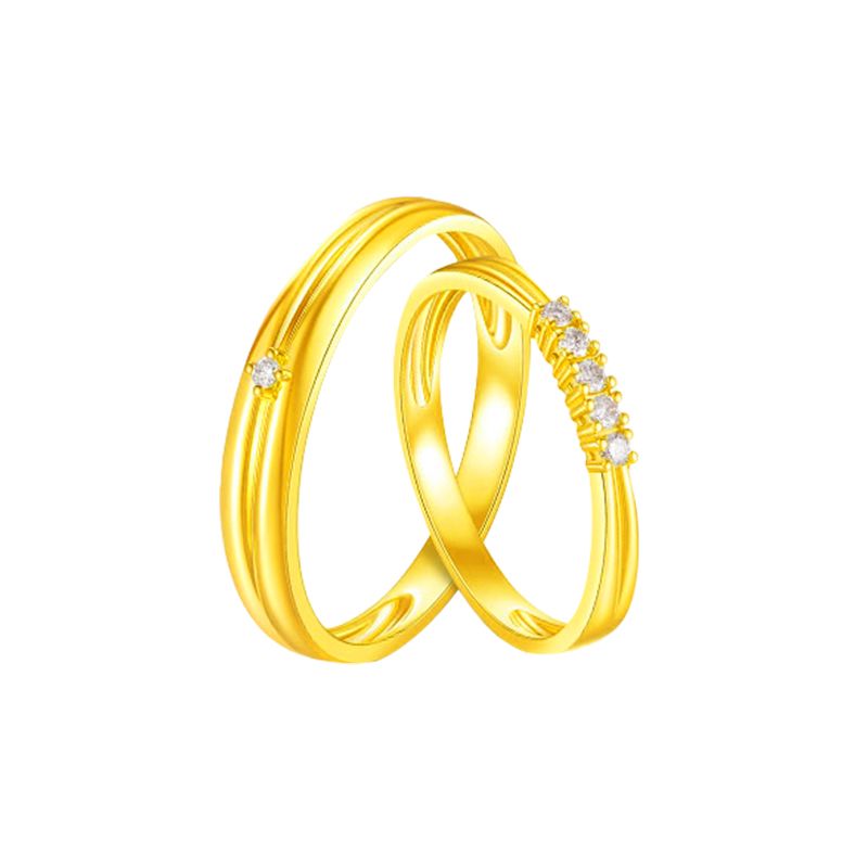 Enduring Promise 14K arat Yellow Gold PT950 Couple Commitment Rings