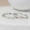 Exclusive Patent Design 14K Gold Plated Edge Couple Rings Natural Diamond Wedding Bands Set