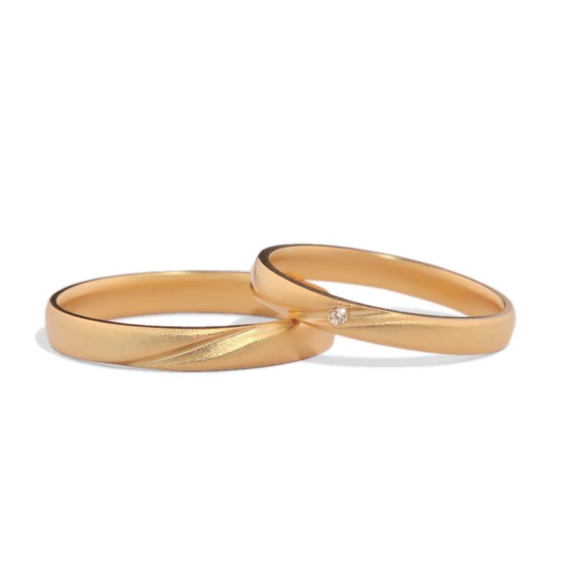 Enchanted 10K Gold Couple Rings - Wedding, Engagement Bands for Lovers