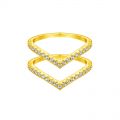 Full Gold 999 ring engraved diamond v-shaped ring ring gold engagement anniversary