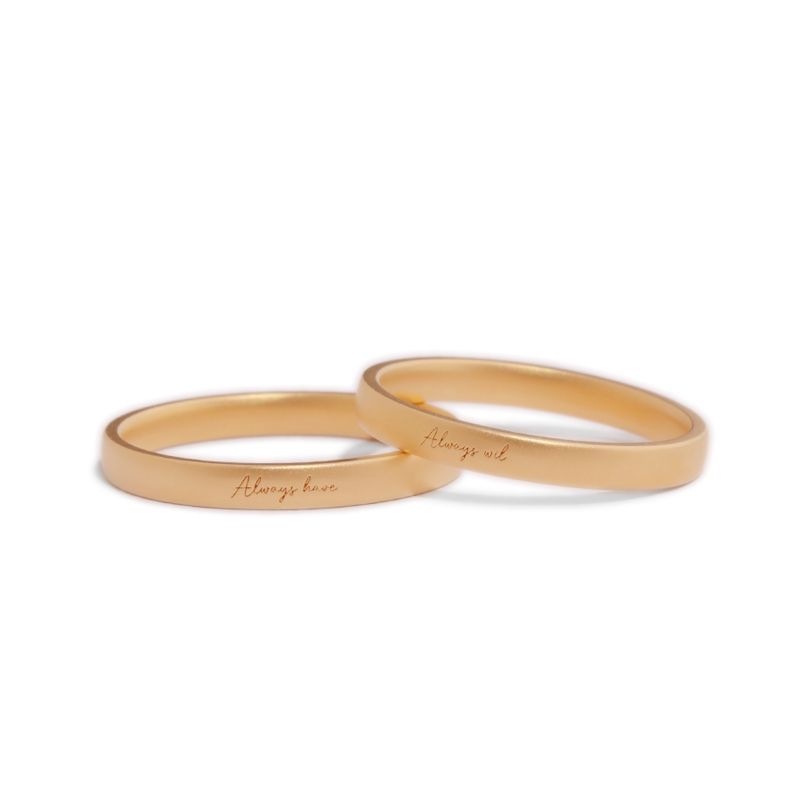 Inscribed Promises: 10K Gold Couple Rings - Wedding, Engagement Bands with Engraved Messages