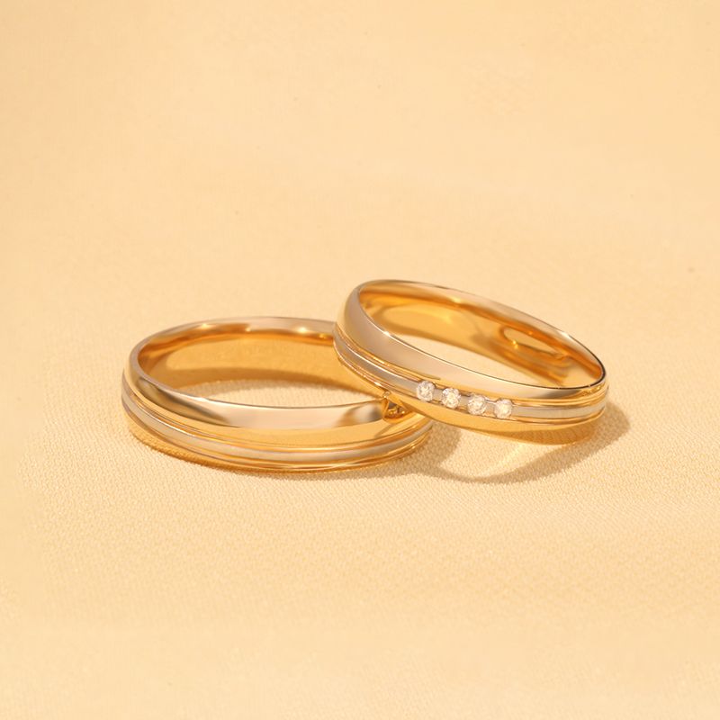 Lustrous Layers: Layered 18K Gold Band Rings in Elegant Platinum, Yellow and Rose Finishes