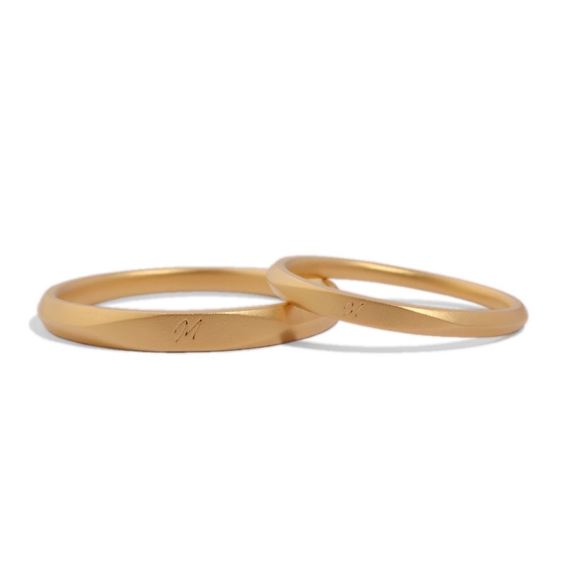 Personalized 10K Gold Couple Rings - Engraved Engagement, Wedding Bands