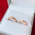 Stackable Hammered Texture PT950 and 18K Gold Couples Rings