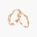 Matching Clad 18K platinum Gold Inside-outside Twisted Band Rings