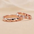 Intertwined Swirls 14K Gold and PT950 Unique Couples Wedding Bands