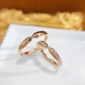 Limited Edition Minimalist Style 10K Gold Couple Rings Matching Diamond Wedding Bands