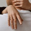 Set of 2 Personalized Birthstone 10K Gold Plated Anniversary Rings