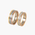 10K Yellow Bonded Solitaire CZ Bridal Ring Pair with Swirl Design