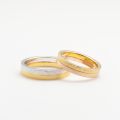 Contemporary Half-and-Half 10K Gold PT950 Twisted Band Rings