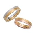 Contemporary Half-and-Half 10K Gold PT950 Twisted Band Rings