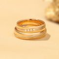 Lustrous Layers: Layered 10K Gold Band Rings in Elegant Platinum, Yellow and Rose Finishes