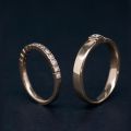 Oxidized Black Titanium Accented 10K Gold PT950 Couple Rings