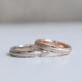 Infinity Twist Design PT950 10K Rose Gold Couple Engagement Bands