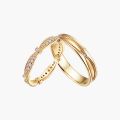 Bespoke His Hers 10K Gold Overlay Diamond-Studded Wedding Engagement Couple Rings