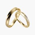 Elegant collectors edition 14K gold couple ring, refined by hard gold technology, endows love with tenacity and strength