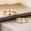 Classic Tungsten Carbide Inlaid 14K Gold Plated His and Hers Rings