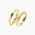 Enduring Elegance: Pure 14K Gold Plated Couple Rings with Interlocking Design for Weddings