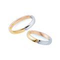 Sleek Brushed Finish PT950 and 10K Gold Eternity Couples Rings